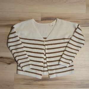 Sezane Cream and Brown Striped Sweater